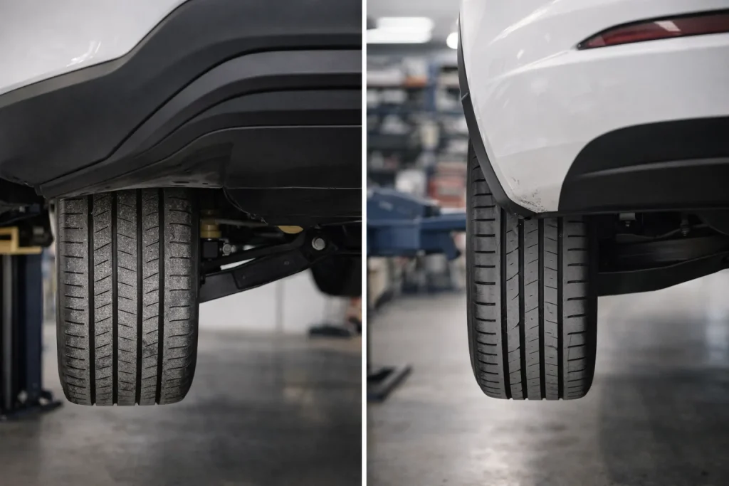 Tire wear comparison between electric SUV and electric sedan due to weight and torque