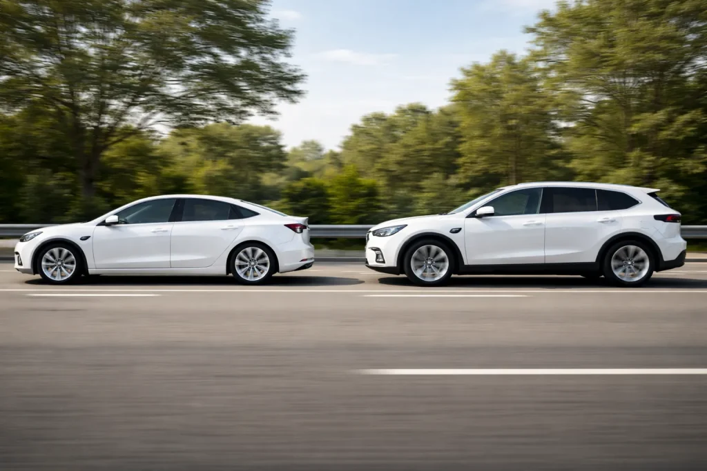 Electric sedan versus electric SUV energy efficiency on the highway