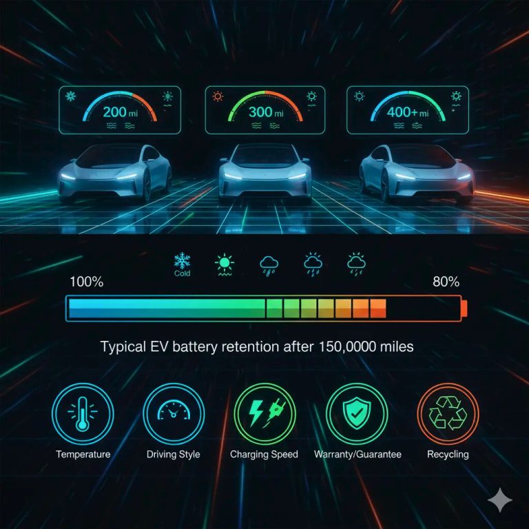 Electric vehicle battery maintenance diagram showing recommended charge levels and thermal management