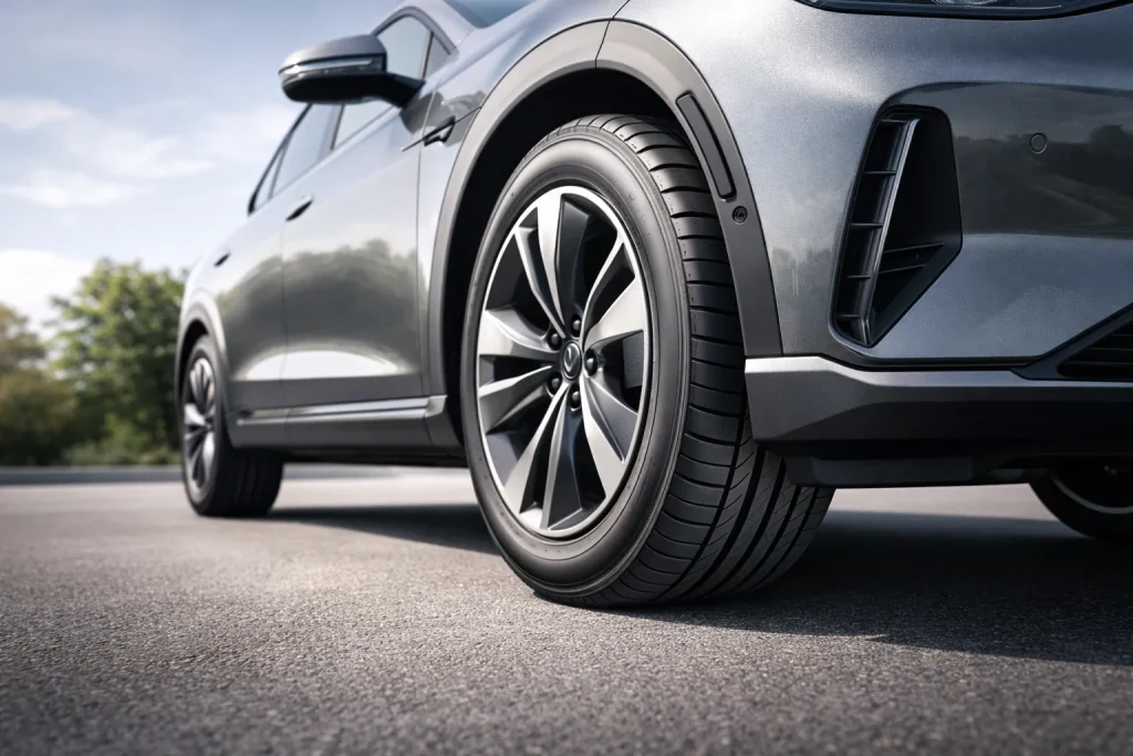 Reinforced EV tires supporting the weight of an electric SUV