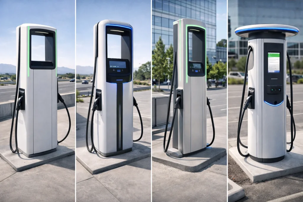 Comparison of major U.S. public EV charging networks and station designs in 2025