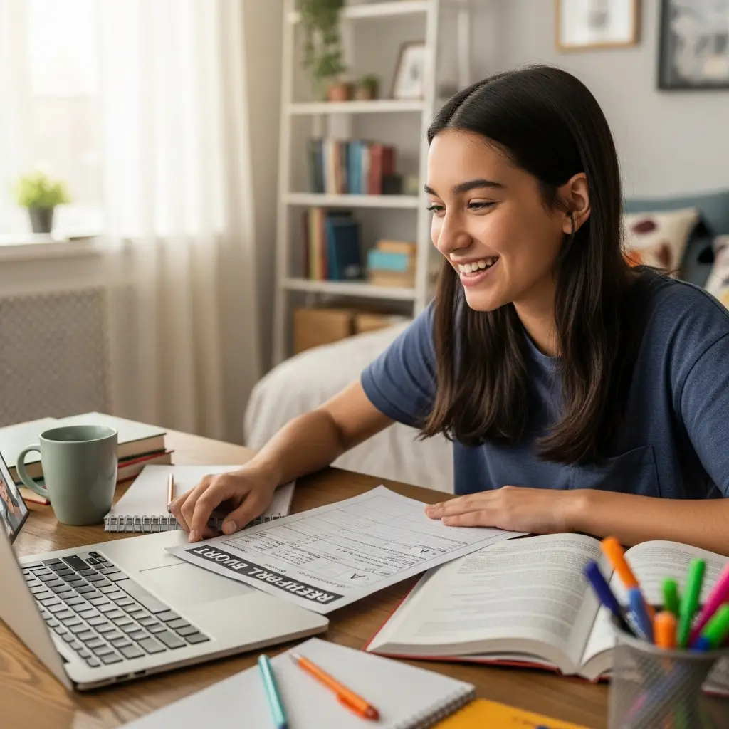High school student with good grades reviewing car insurance discount eligibility