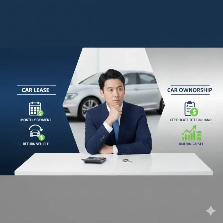 Lease versus buy comparison chart for used cars with cost analysis