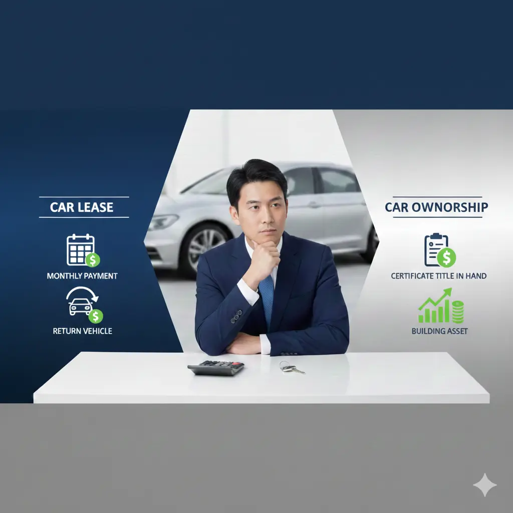 Lease versus buy comparison chart for used cars with cost analysis