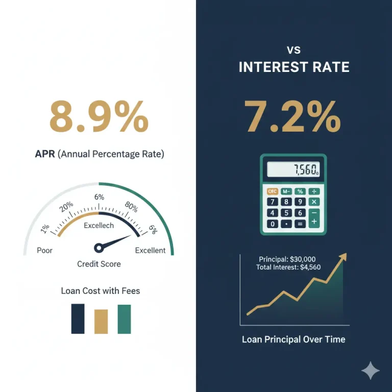APR versus interest rate comparison chart for used car loans